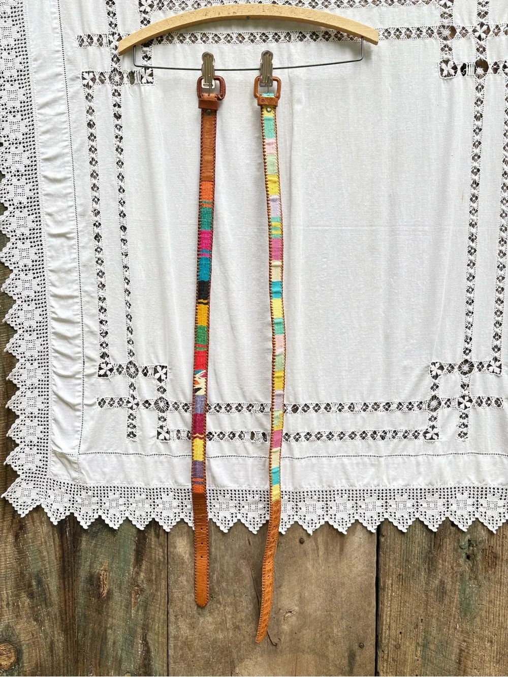 Vintage Handmade Belts From Guatemala Medium Set of 2